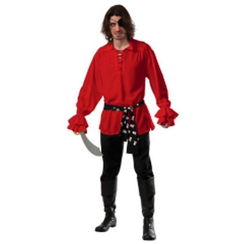 Pirate Cotton Shirt Red Size Std - Jokers Costume Mega Store