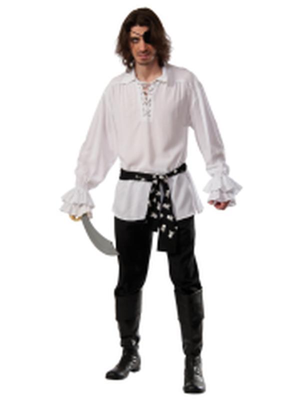 Pirate Cotton Shirt White Size Std - Jokers Costume Mega Store