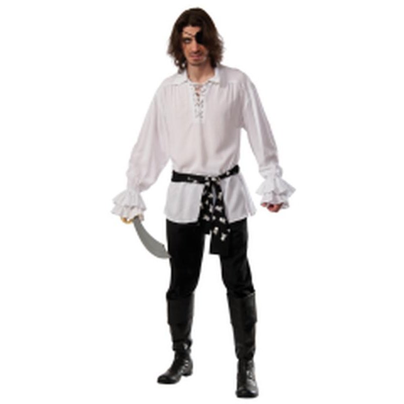 Pirate Cotton Shirt White Size Xl - Jokers Costume Mega Store