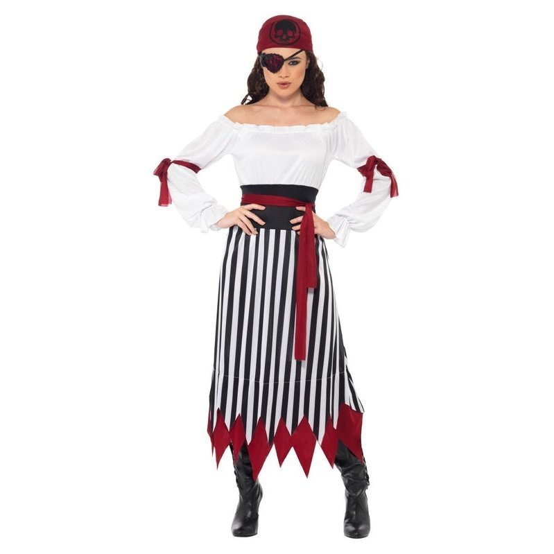 Pirate Lady Costume - Black and White - Jokers Costume Mega Store