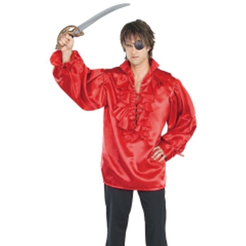 Pirate Shirt Red Satin Adult Size Xl - Jokers Costume Mega Store