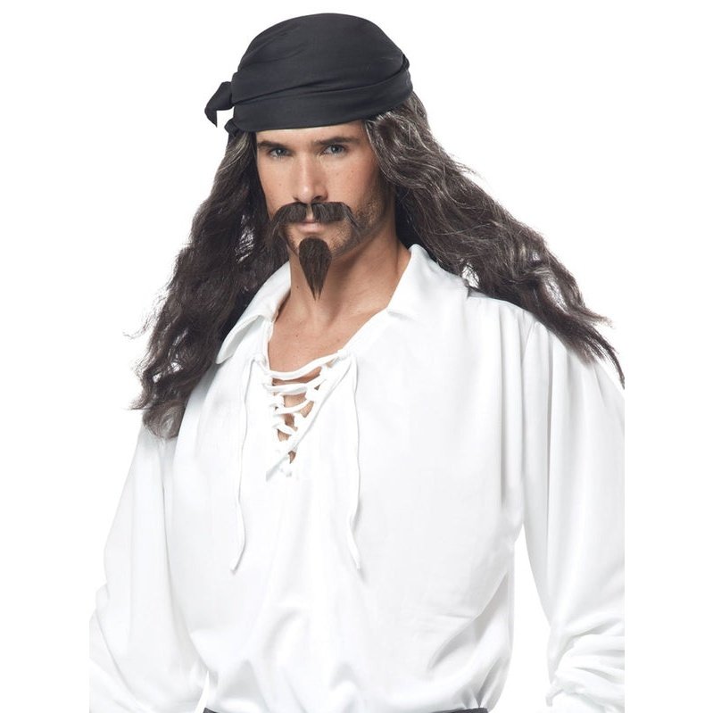 Pirate Wig, Moustache & Chin Patch - Jokers Costume Mega Store