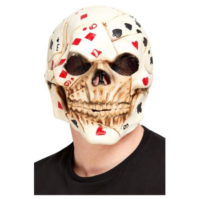 Poker Face Skull Overhead Mask, Latex - Jokers Costume Mega Store