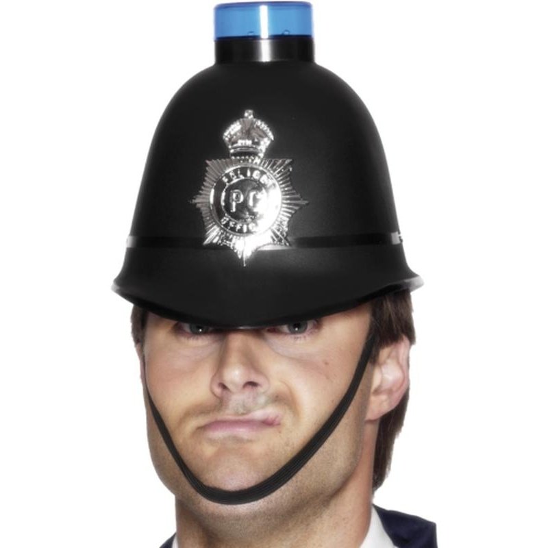 Police Helmet With Flashing Siren Light - Jokers Costume Mega Store
