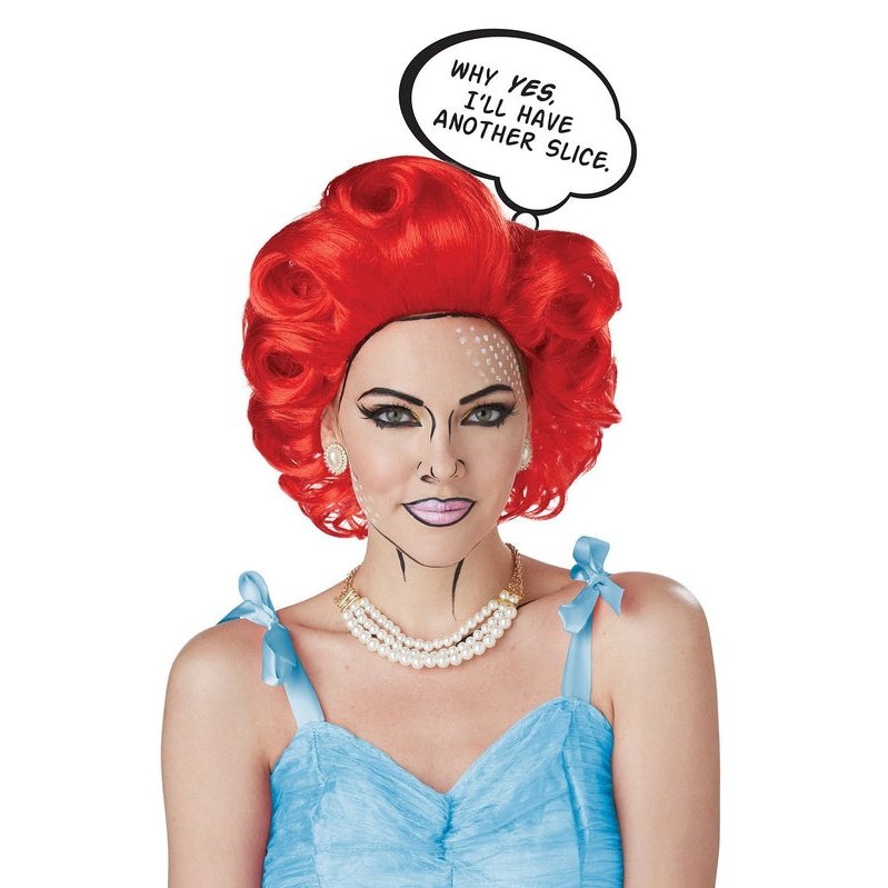 Pop Art Girl Wig Red - Jokers Costume Mega Store