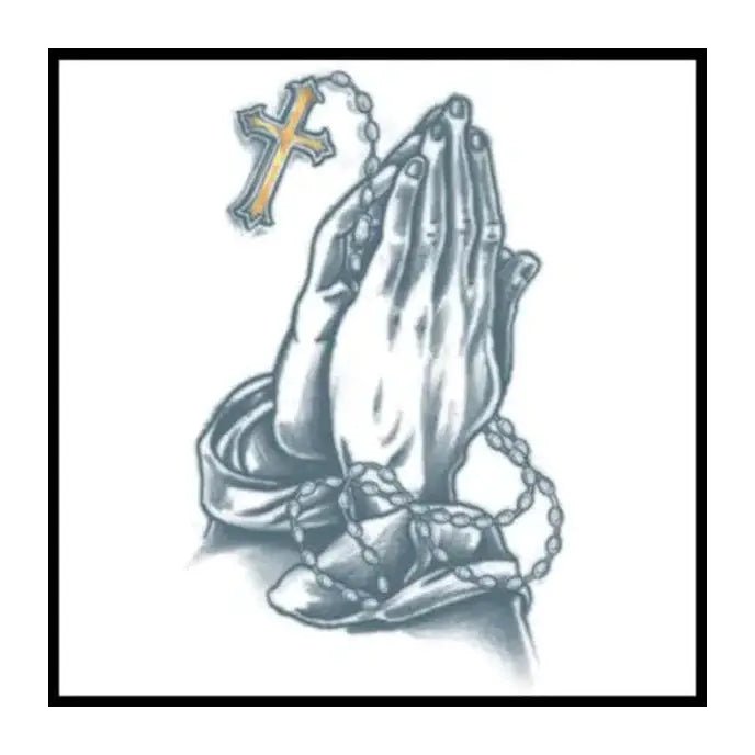 Praying Hands Prison Temporary Tattoos - Jokers Costume Mega Store