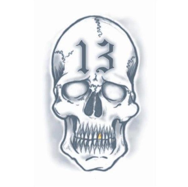 Prison – 13 Skull – Temporary Tattoo - Jokers Costume Mega Store