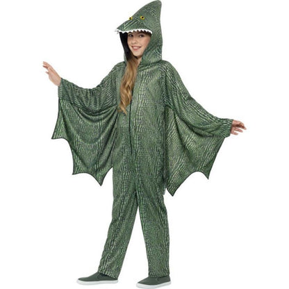 Green Pterodactyl Dino Costume with Hood Wings for Dress Up