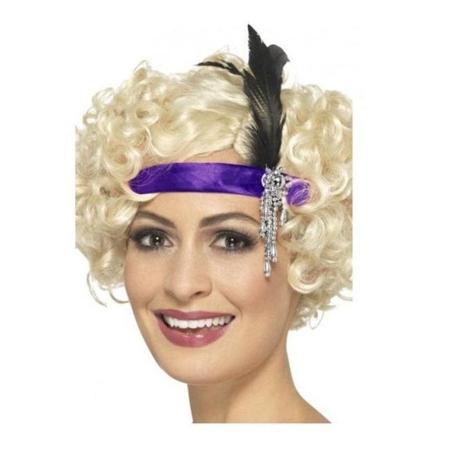 Purple Satin Charleston Headband - Jokers Costume Mega Store