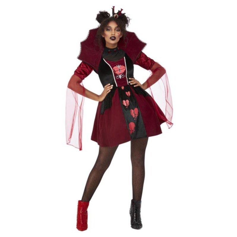 Queen Of Broken Hearts Costume, Red - Jokers Costume Mega Store