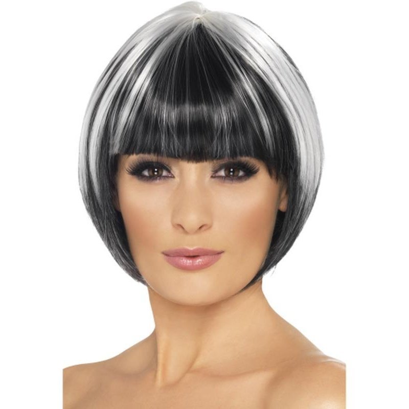 Quirky Bob Wig - Black with White Streaks - Jokers Costume Mega Store