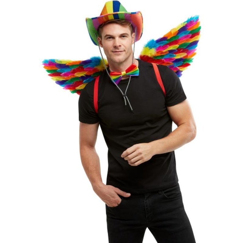 Rainbow Feather Wings - Jokers Costume Mega Store