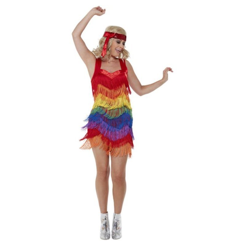 Rainbow Pride 20s Flapper Dress, Multicoloured - Jokers Costume Mega Store