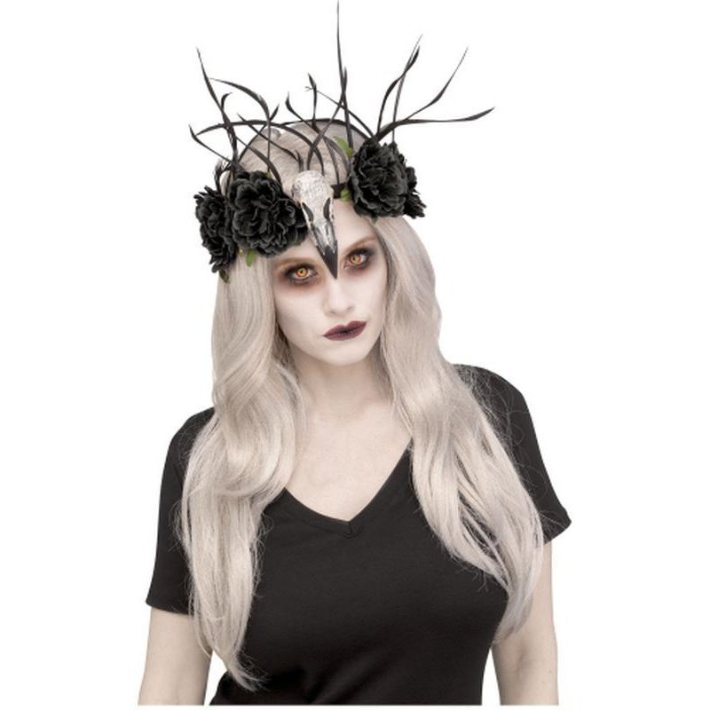 Raven Mistress Headband Black Floral - Jokers Costume Mega Store