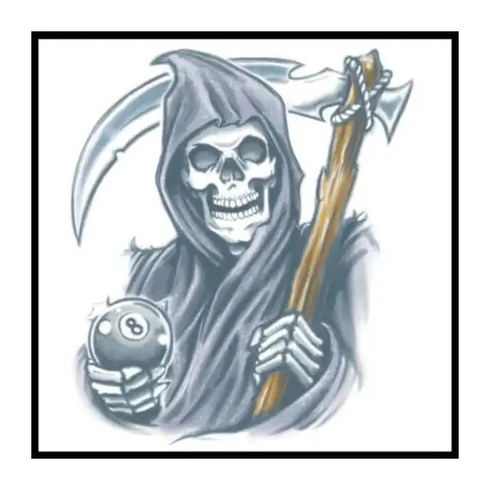 Reaper Extra Large Temporary Tattoos - Jokers Costume Mega Store