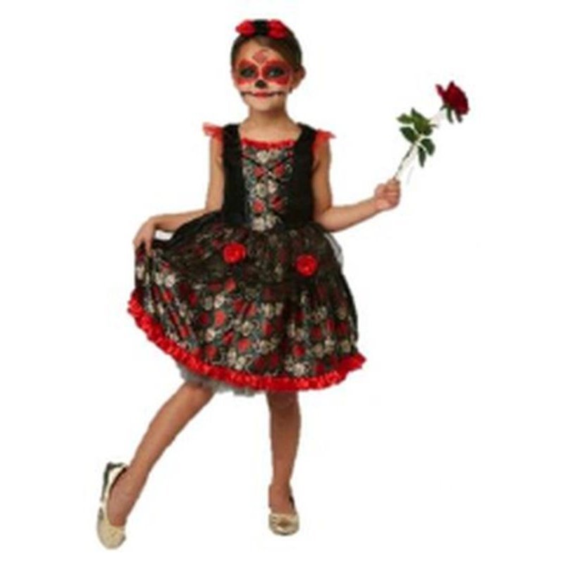 Red Rose Day Of The Dead Costume Size M. - Jokers Costume Mega Store