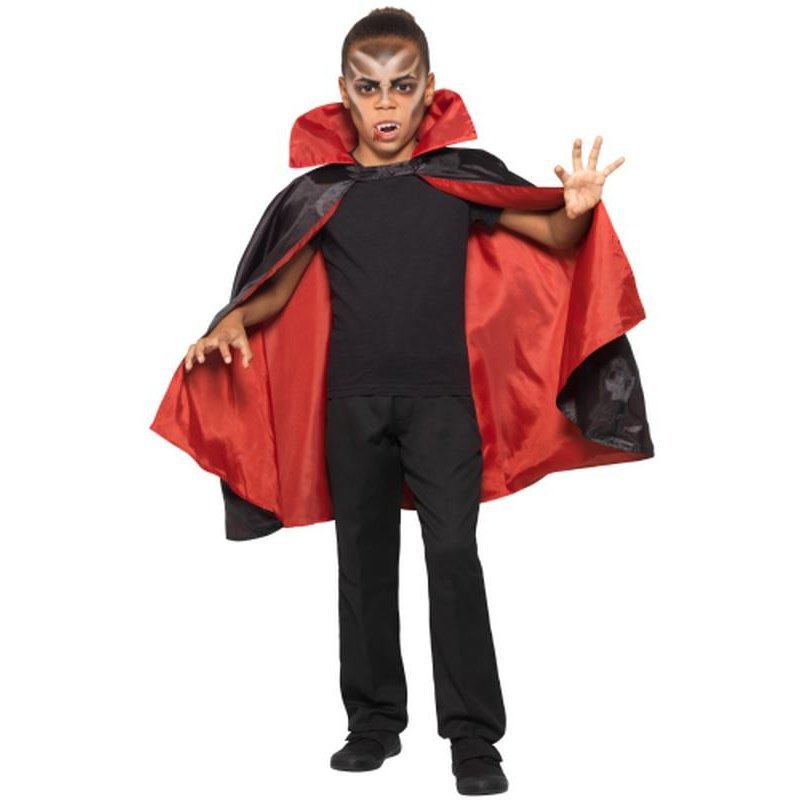 Reversible Vampire Cape, Black & Red, Child - Jokers Costume Mega Store