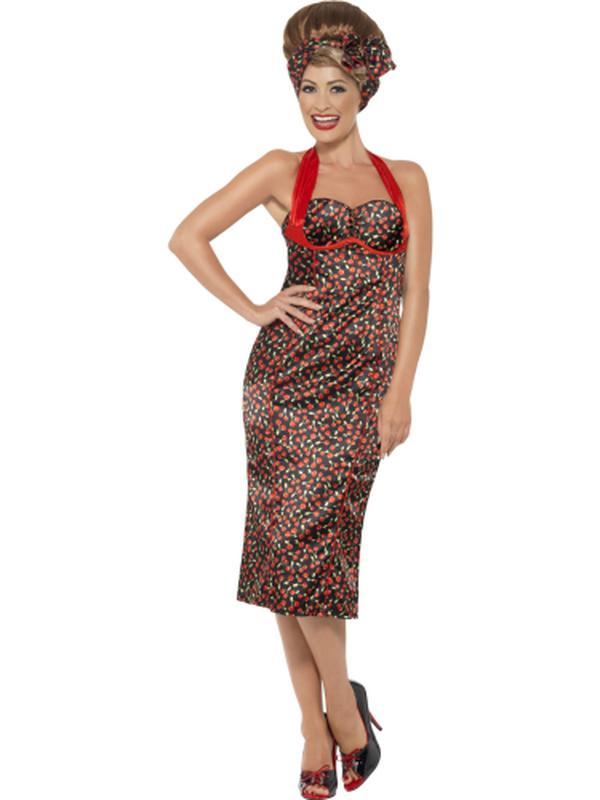 Rockabilly Costume, Cherry Print - Jokers Costume Mega Store