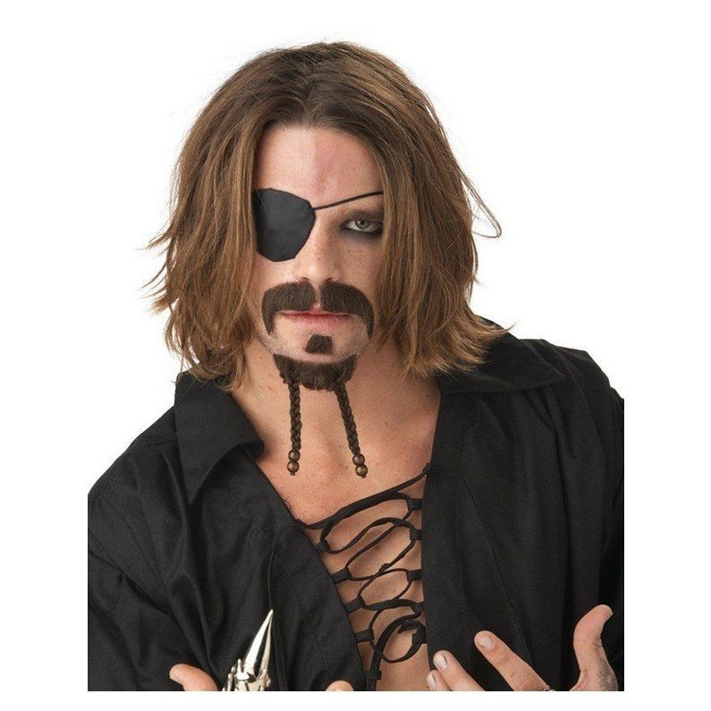 Rogue Pirate Dark Brown Mens Moustache And Chin Patch - Jokers Costume Mega Store