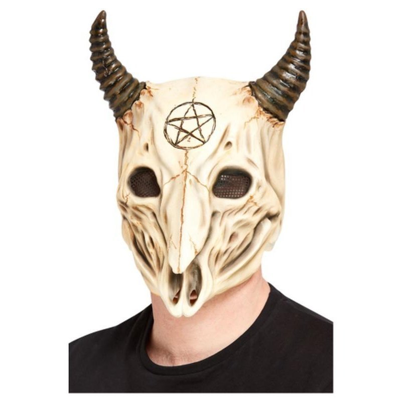 Satanic Ram Skull Overhead Mask, Latex - Jokers Costume Mega Store