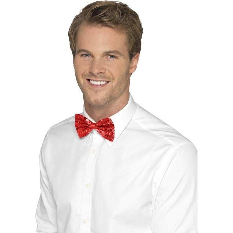 Sequin Bow Tie, Red - Jokers Costume Mega Store