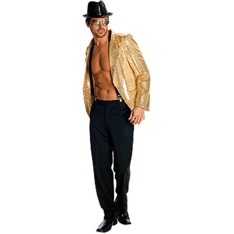 Sequin Jacket Mens Gold Size L - Jokers Costume Mega Store