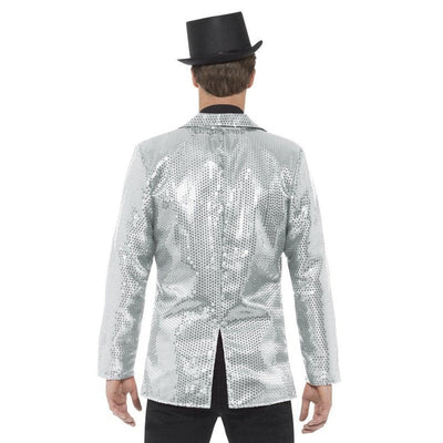 Sequin Jacket, Mens Silver - Jokers Costume Mega Store