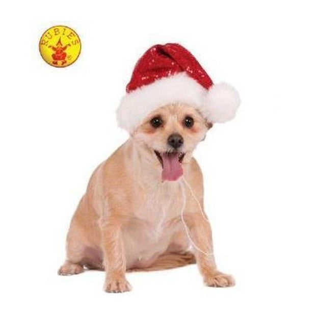 Sequin Santa Pet Hat, Red Size S M - Jokers Costume Mega Store