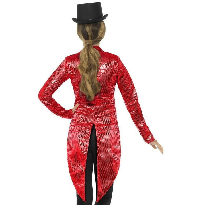 Sequin Tailcoat Jacket, Ladies, Red - Jokers Costume Mega Store
