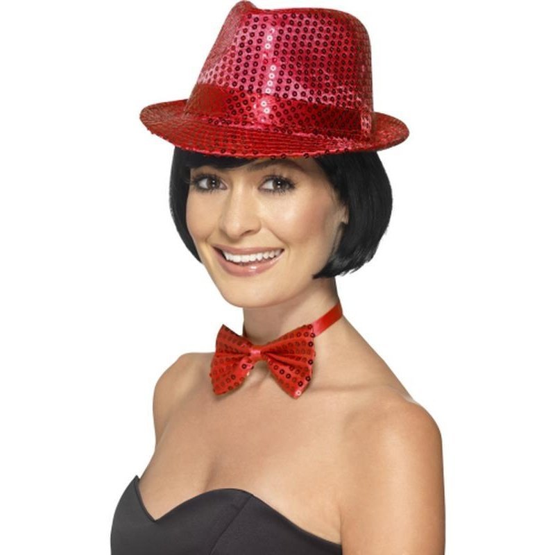 Sequin Trilby Hat - Red - Jokers Costume Mega Store