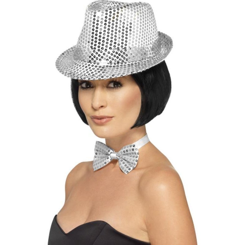 Sequin Trilby Hat - Silver - Jokers Costume Mega Store