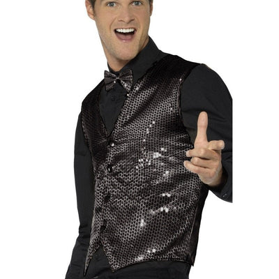 Sequin Waistcoat, Black - Jokers Costume Mega Store
