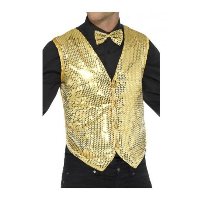 Sequin Waistcoat, Gold - Jokers Costume Mega Store