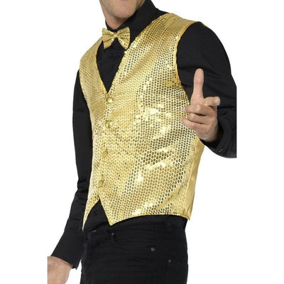 Sequin Waistcoat, Gold - Jokers Costume Mega Store