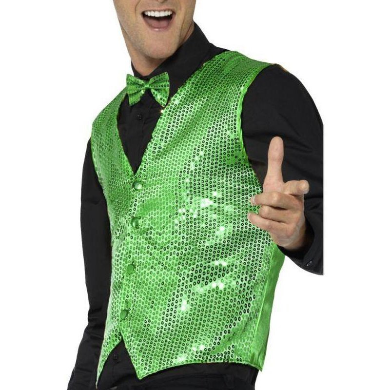 Sequin Waistcoat, Green - Jokers Costume Mega Store