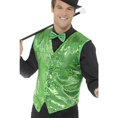 Sequin Waistcoat, Green - Jokers Costume Mega Store