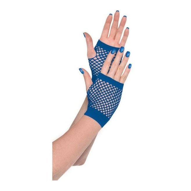 Short Fishnet Gloves Blue - Jokers Costume Mega Store