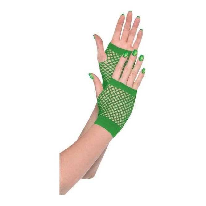 Short Fishnet Gloves Green - Jokers Costume Mega Store
