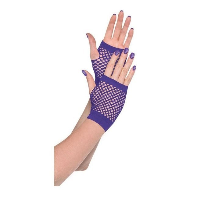 Short Fishnet Gloves Purple - Jokers Costume Mega Store