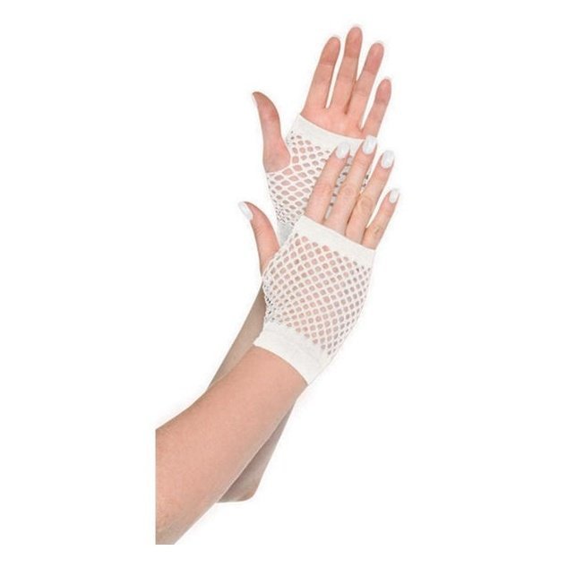 Short Fishnet Gloves White - Jokers Costume Mega Store