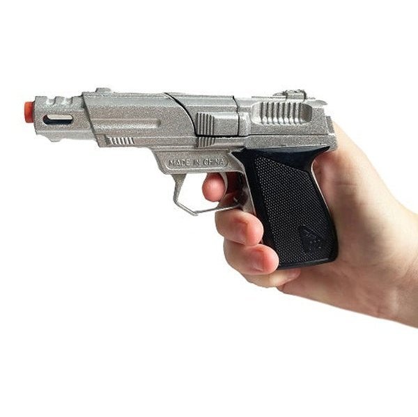 Silver Army Die Cast Gun – 14cm - Jokers Costume Mega Store