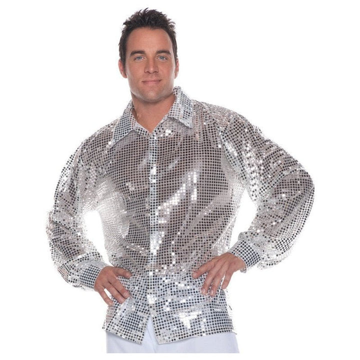 Silver Sequin Mens Shirt - Jokers Costume Mega Store