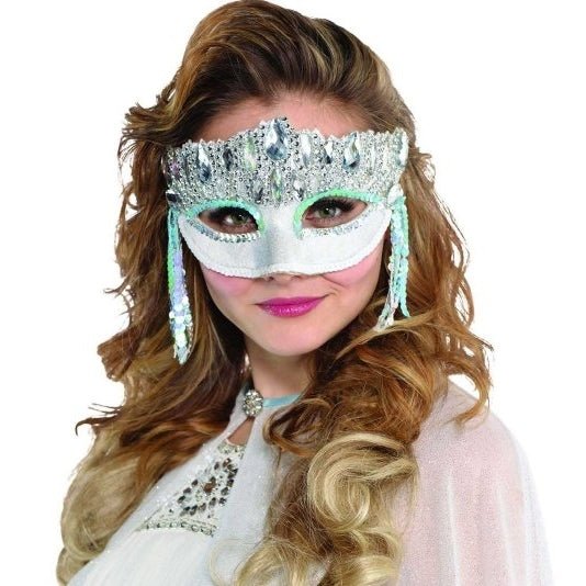 Silver Sparkle Crystal Eye Mask - Jokers Costume Mega Store