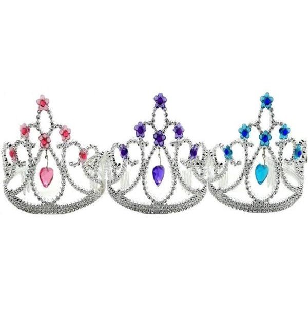 Silver Tiara With Flower And Heart Gem - Jokers Costume Mega Store