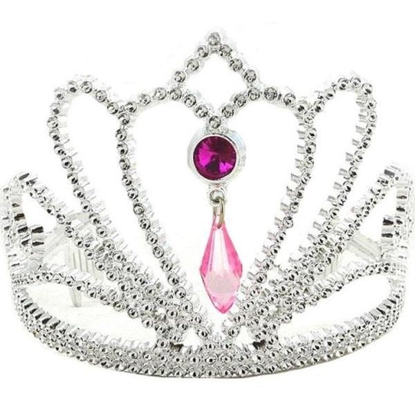 Silver Tiara With Pink Jewels - Jokers Costume Mega Store