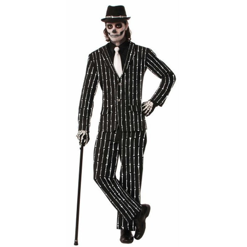 Skeleton Bone Pin Stripe Suit Size Std - Jokers Costume Mega Store