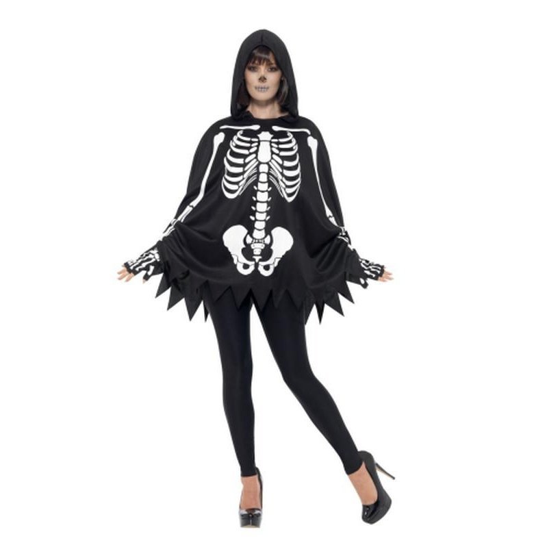 Skeleton Kit, Unisex, Black, With Poncho - Jokers Costume Mega Store