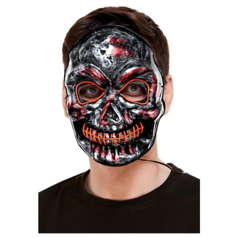 Skeleton Mask, Light Up, Grey - Jokers Costume Mega Store