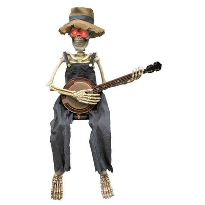 Skeleton Playing Banjo Animated Halloween Decoration - Jokers Costume Mega Store