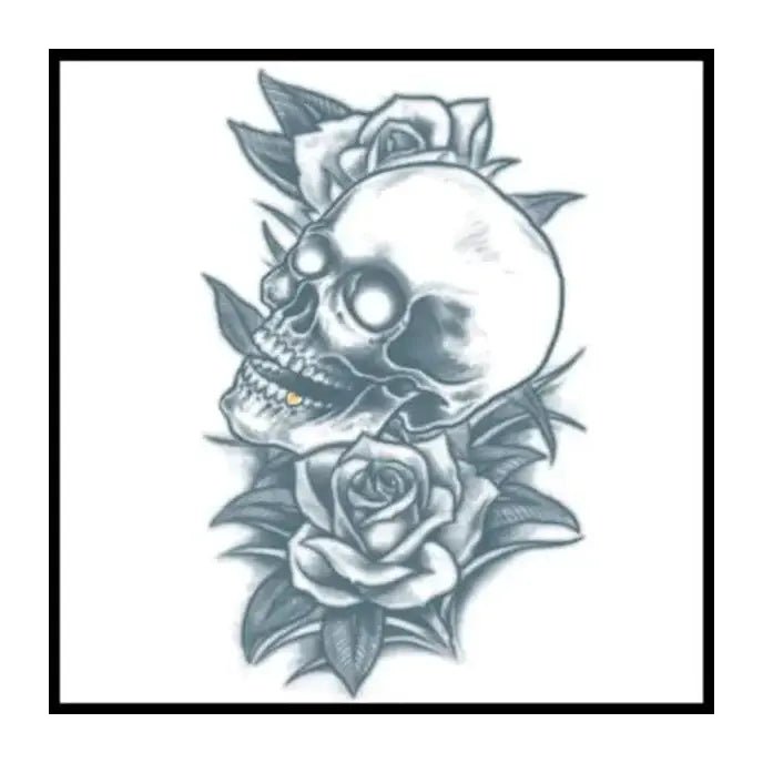 Skull And Roses Prison Temporary Tattoos - Jokers Costume Mega Store